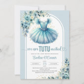 Chique turquoise tutu jurk bloemengoud sparkles kaart (Voorkant)