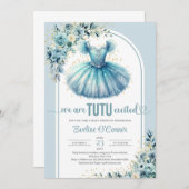 Chique turquoise tutu jurk bloemengoud sparkles kaart (Voorkant / Achterkant)