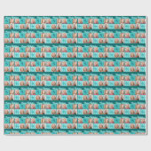 Chique turquoise verjaardagsfeestje Aangepaste fot Cadeaupapier (Vlak)