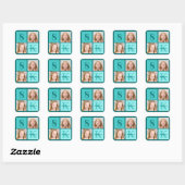 Chique turquoise verjaardagsfeestje aangepaste fot vierkante sticker (Vel)