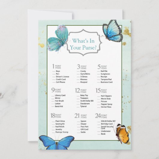 Chique turquoise waterverf vlinder bruidsdouche kaart (Voorkant)