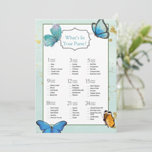 Chique turquoise waterverf vlinder bruidsdouche kaart (Staand voorkant)