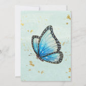 Chique turquoise waterverf vlinder bruidsdouche kaart (Achterkant)