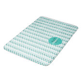 Chique Turquoise Wit Teal Stippen Monogram Naam Badmat (Gekanteld)