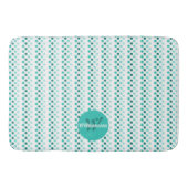 Chique Turquoise Wit Teal Stippen Monogram Naam Badmat (Voorkant)