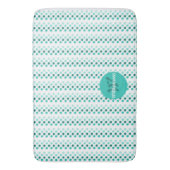 Chique Turquoise Wit Teal Stippen Monogram Naam Badmat (Voorkant Verticaal)