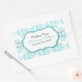 Chique Turquoise & Witte Damask Mini Sticker (Envelop)