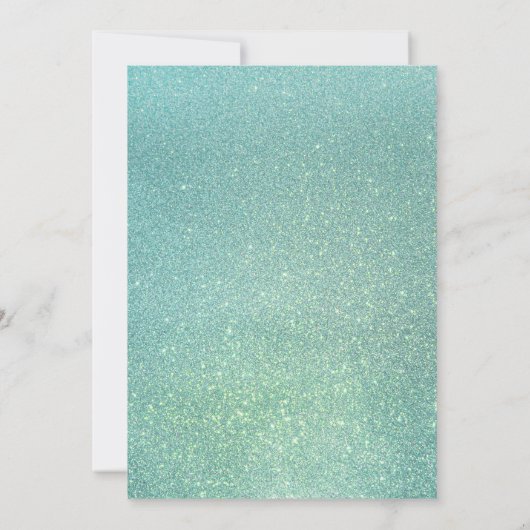 Chique turquoise witte glitters stofrand Quinceañe Kaart (Achterkant)