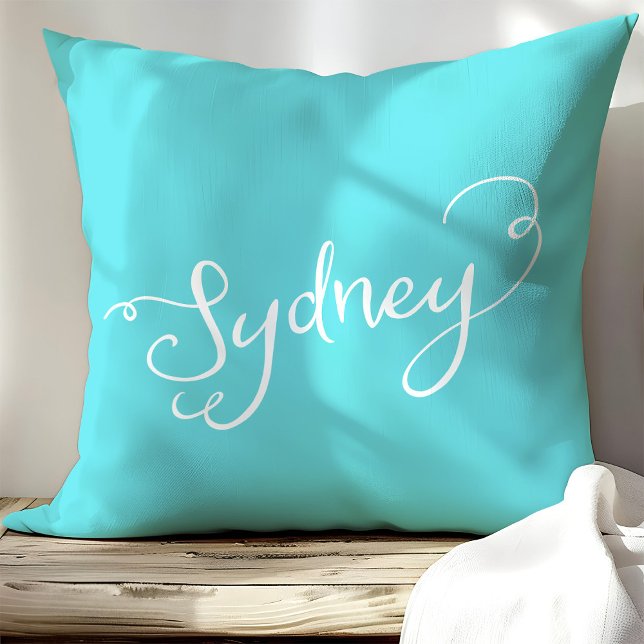 Chique Turquoise & Witte Sydney Typografie Kussen (Creator heeft geüpload)