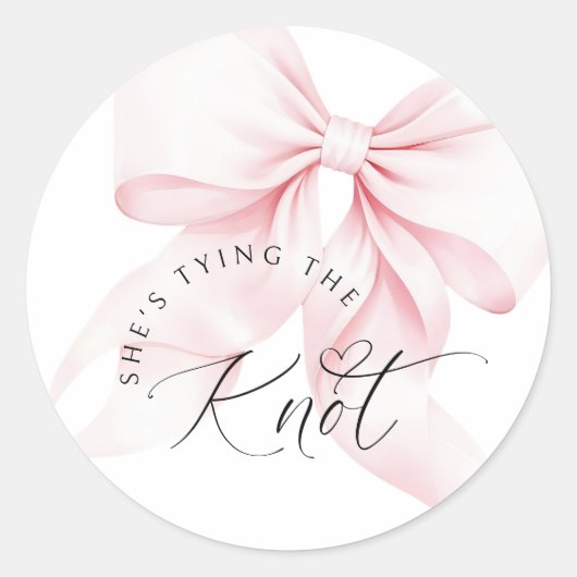 Chique 'Tying the Knot' Bruiloftsfeest Uitnodiging Ronde Sticker (Voorkant)
