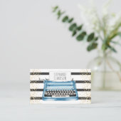 Chique Typewriter Schrijver Auteur Visitekaartje (Staand voorkant)