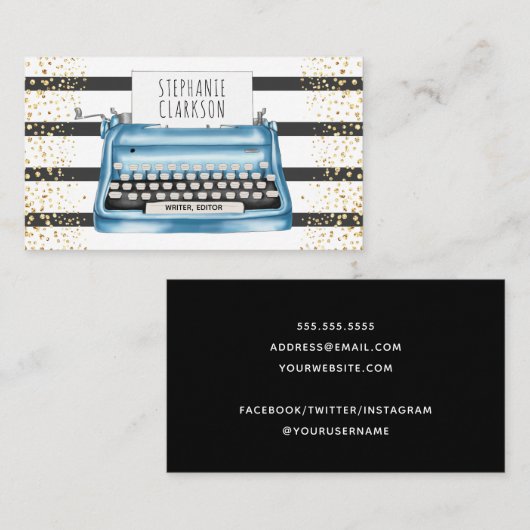 Chique Typewriter Schrijver Auteur Visitekaartje (Voorkant / Achterkant)