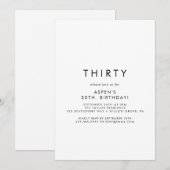 Chique typografie 30e verjaardagsfeest uitnodiging (Voorkant / Achterkant)