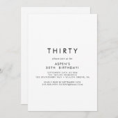 Chique Typografie 30ste verjaardag Uitnodiging (Voorkant / Achterkant)