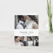 Chique typografie 3 foto collage bedankkaart (Voorkant)