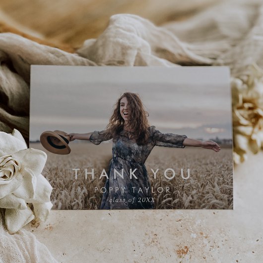 Chique Typografie Afstudeerder Foto Afstuderen Bedankkaart