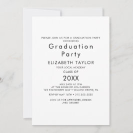 Chique typografie afstudeerfeest uitnodiging