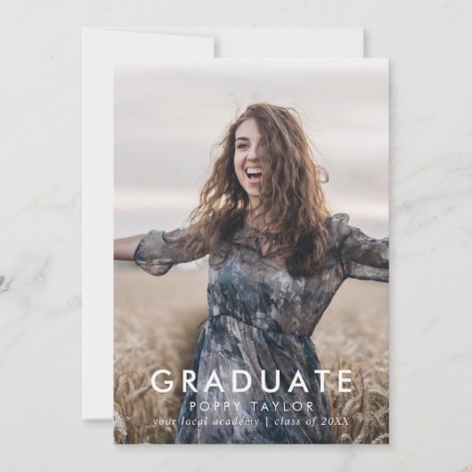 Chique Typografie Afstuderen Foto Afstuderen Aankondiging (Voorkant)