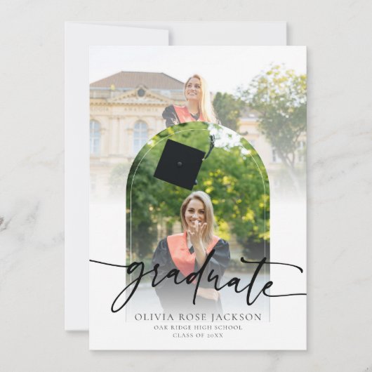 Chique Typografie Arch Foto Afstuderen Aankondiging (Voorkant)