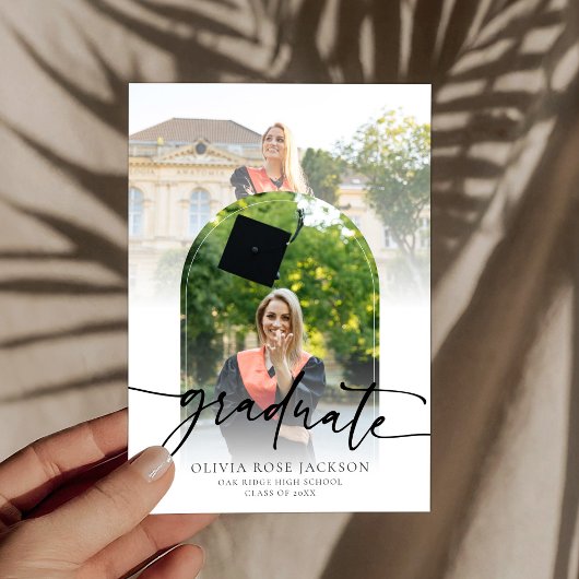 Chique Typografie Arch Foto Afstuderen Aankondiging