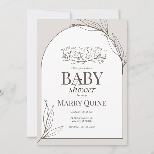 Chique typografie baby shower kaart (Voorkant)
