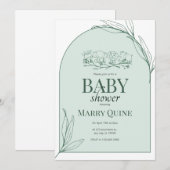 Chique typografie baby shower kaart (Voorkant / Achterkant)