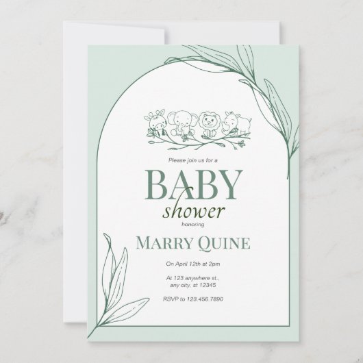 Chique typografie baby shower kaart (Voorkant)