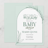 Chique typografie baby shower kaart (Voorkant / Achterkant)