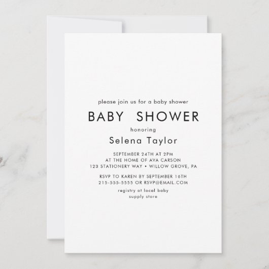 Chique typografie | Baby Shower uitnodiging (Voorkant)