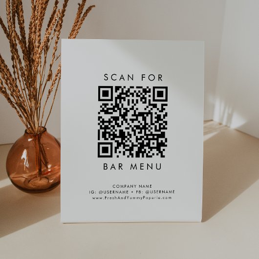 Chique typografie bar menu QR-code Reclamebord Met Voetstuk