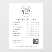 Chique typografie bedrijfslogo QR-code winkeluren Raamsticker (Vel)
