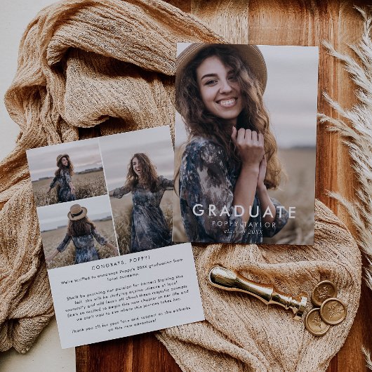 Chique Typografie Bericht Fotocollage Afstuderen Aankondiging