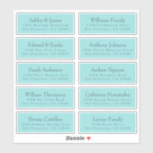 Chique typografie blauwe adreslabels voor trouwgas sticker (Vel)