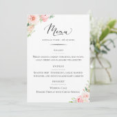 Chique Typografie Blush Roze Bloemen Bruiloft Menu (Staand voorkant)