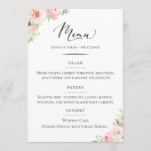 Chique Typografie Blush Roze Bloemen Bruiloft Menu (Voorkant)