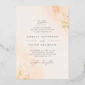 Chique Typografie Blush Roze Waterverf Bruiloft Folie Uitnodiging (Voorkant)