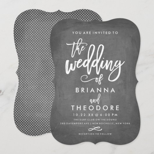 Chique Typografie Chalkboard bruiloft uitnodiging (Voorkant / Achterkant)