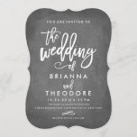 Chique Typografie Chalkboard bruiloft uitnodiging<br><div class="desc">Stijlvolle en moderne huwelijksuitnodiging met handlettertypes en een krijtbordachtergrond. Selecteer een gestanste vorm of gestructureerd papier voor een extra speciale uitnodiging.</div>
