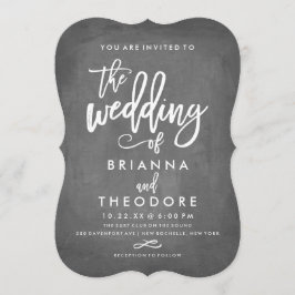 Chique Typografie Chalkboard bruiloft uitnodiging