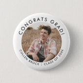 Chique Typografie Congrats Afstudeerder Foto Afstu Ronde Button 5,7 Cm (Voorkant)