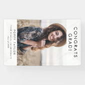 Chique Typografie Congrats Afstudeerder Foto Afstu Spandoek (Horizontaal)