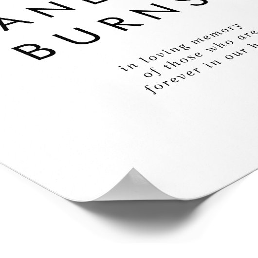 Chique typografie Deze kaars brandt trouwteken Poster (Hoek)