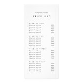 Chique Typografie Dubbelzijdige zakelijke prijslij Reclamekaart (Voorkant)