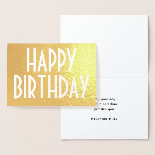 Chique  Typografie Elegant Happy Birthday Folie Kaarten (Display)