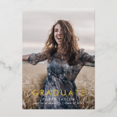 Chique Typografie Folie Foto Afstuderen Aankondigi Uitnodiging (Voorkant)