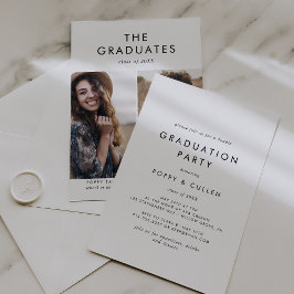 Chique Typografie Foto Dubbele Afstudeerfeest Kaart