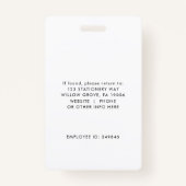 Chique Typografie Foto Klein bedrijf of Docent ID Badge (Achterkant)