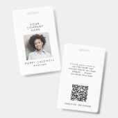 Chique Typografie Foto QR Code Small Business ID Badge (Voor- en achterkant)