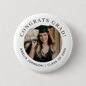 Chique typografie Gefeliciteerd Grad Foto Afstuder Ronde Button 5,7 Cm (Voorkant)