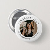 Chique typografie Gefeliciteerd Grad Foto Afstuder Ronde Button 5,7 Cm (Voorkant /achterkant)